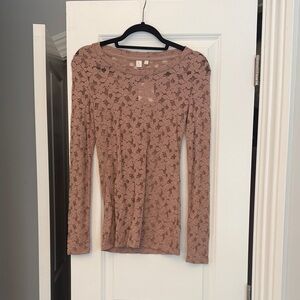 Elegant Lace Long Sleeve Top - Mauve